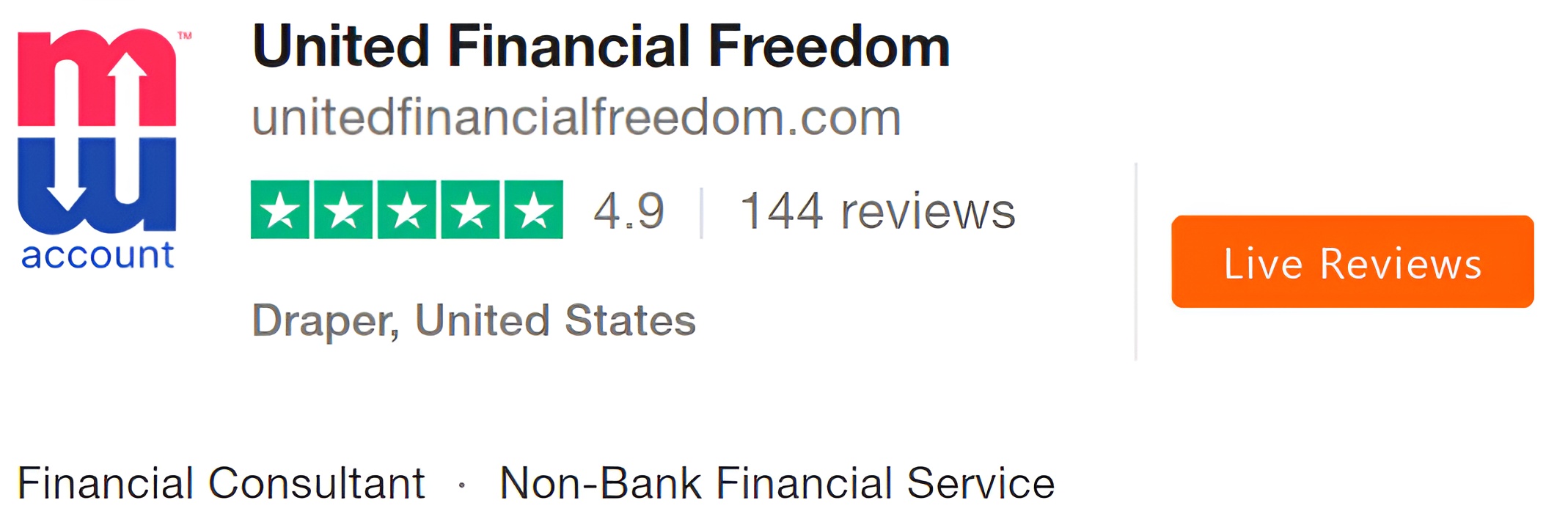 Trustpilot review score about United Financial Freedom