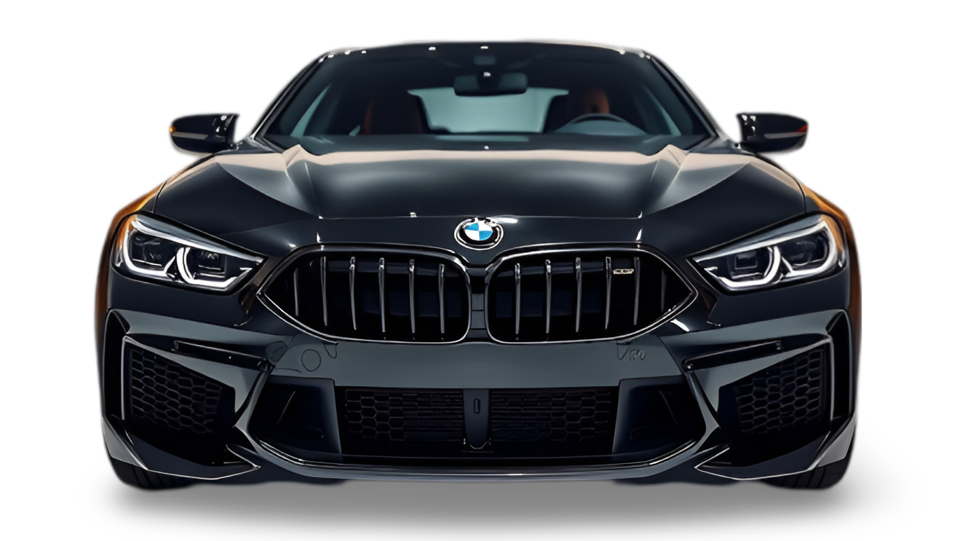 Black BMW, luxury life, transparent background, front look